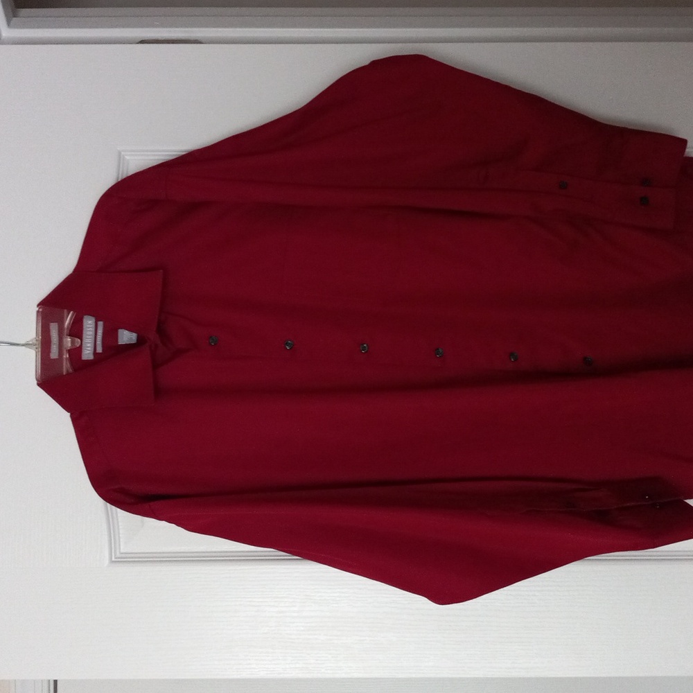 Van Heusen Lux Sateen Style Fitted Shirt (Size: 17" neck; 32-33 waist; Large)